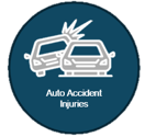 Two cars colliding, representing auto accident injuries.