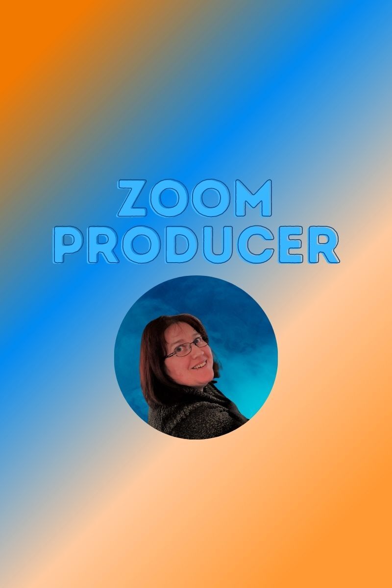 A zoom producer poster with a woman in a circle