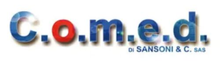 Logo “Comed” blu e rosso con la scritta “Di Sansoni & C. sas” in piccolo sotto.