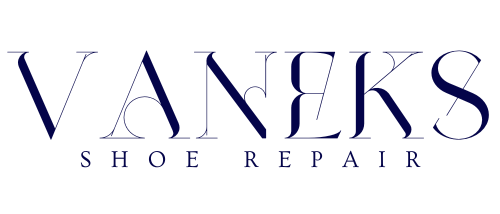 A logo for vaneks shoe repair is shown on a white background.