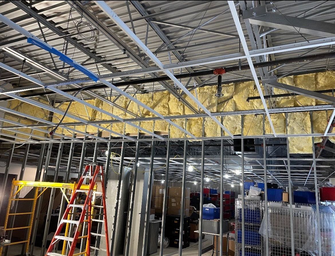 There is a ladder in the middle of the room.