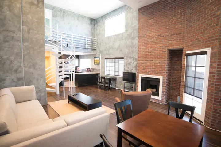Furnished apartment living room with modern decor near UCLA