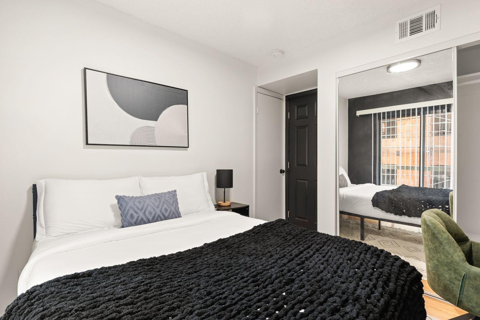 Modern decorated student bedroom with minimalist style