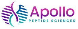 Apollo Peptide Sciences logo in purple and teal with a helix icon and text