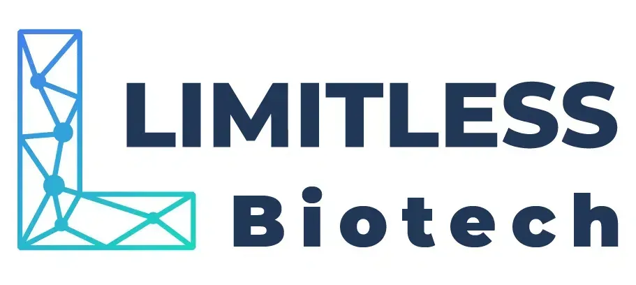 The Limitless Biotech logo, featuring a blue geometric, network-style letter L next to the dark blue text.