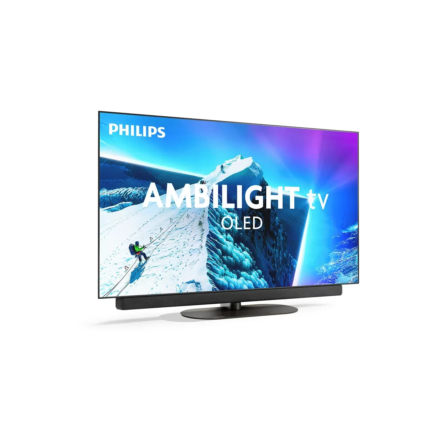 Philips Ambilight OLED-Fernseher mit auf dem Bildschirm angezeigter blauer Ozeanszene