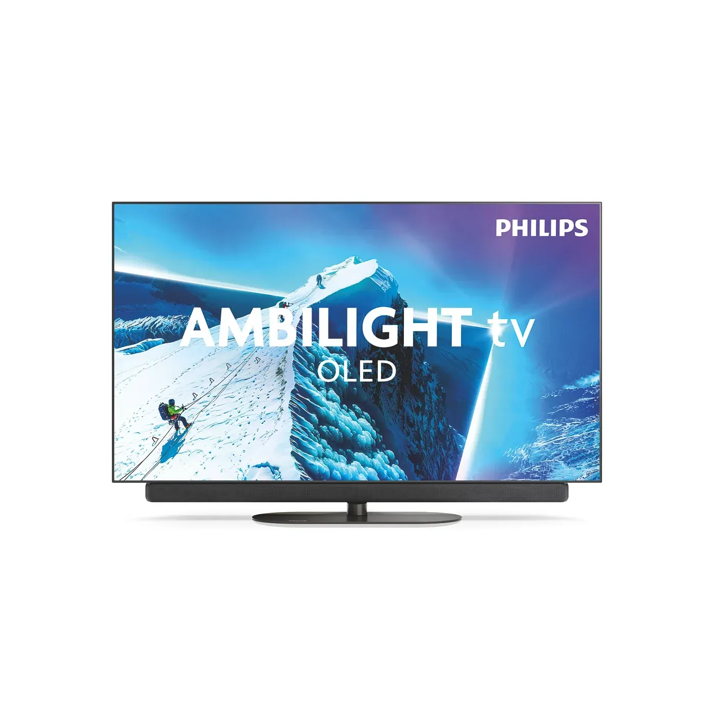 Philips Ambilight OLED-Fernseher mit auf dem Bildschirm angezeigter blauer Ozeanszene