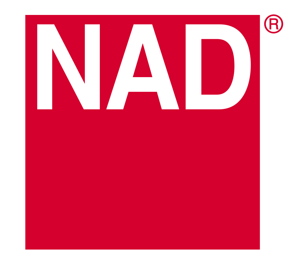 NAD-Logo in Weiß auf rotem Quadrathintergrund