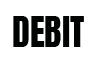 Black text reading “DEBIT” on a white background