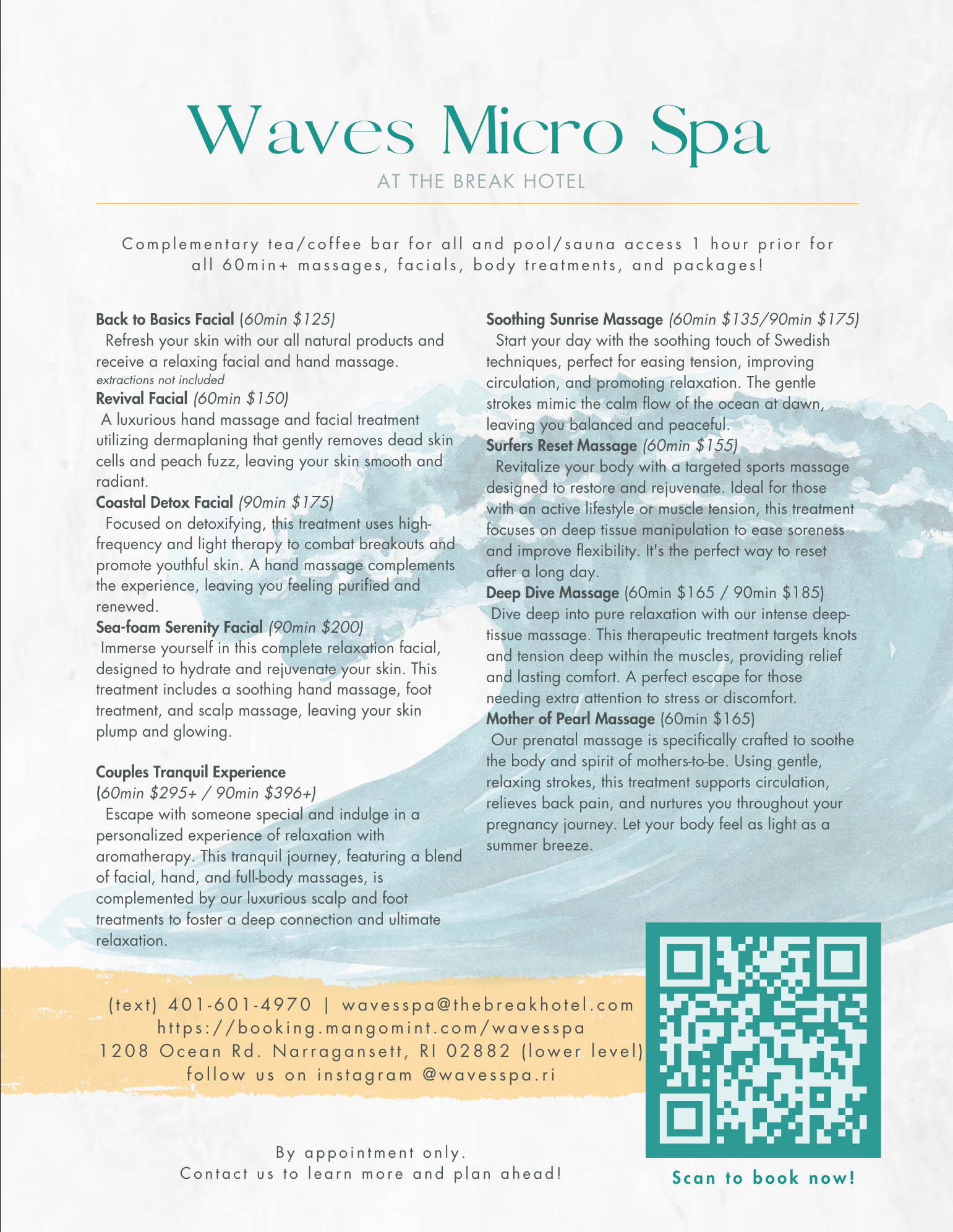 spa menu