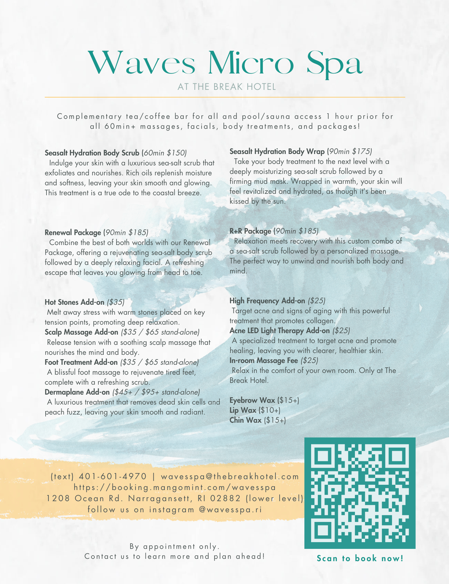 spa menu