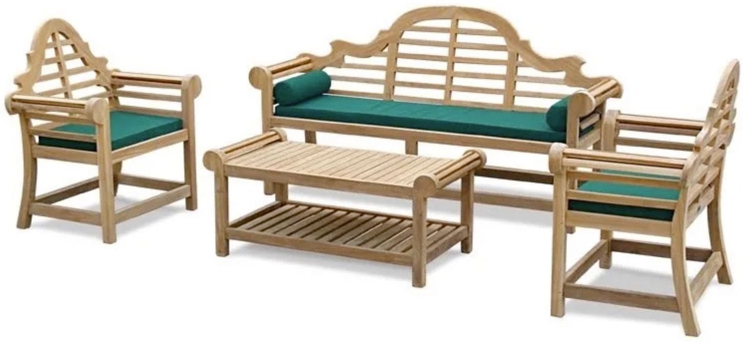 Lutyens-style Sissinghurst bench, coffee table and two chairs from Country Courtyards Ltd