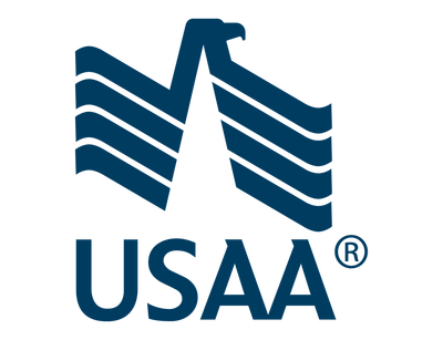 A blue usaa logo on a white background