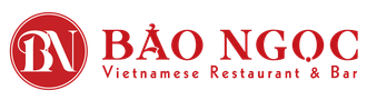 Rotes, kreisförmiges BN-Logo mit der Aufschrift „BAO NGOC“ und „Vietnamese Restaurant & Bar“ in roter Schrift auf weißem Hintergrund