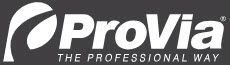 ProVia logo with white text on a dark gray background: 