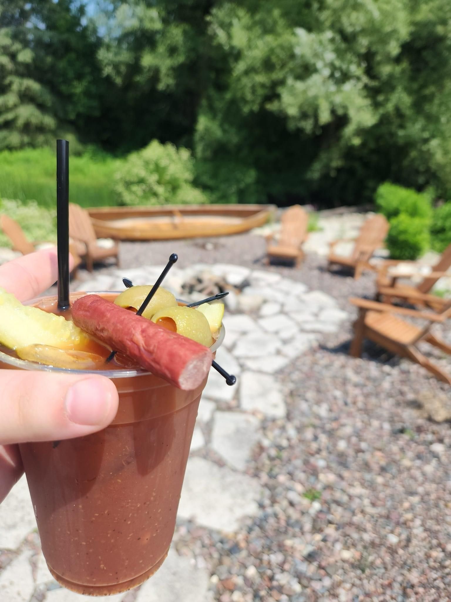 Having a Bloody Mary on the Patio