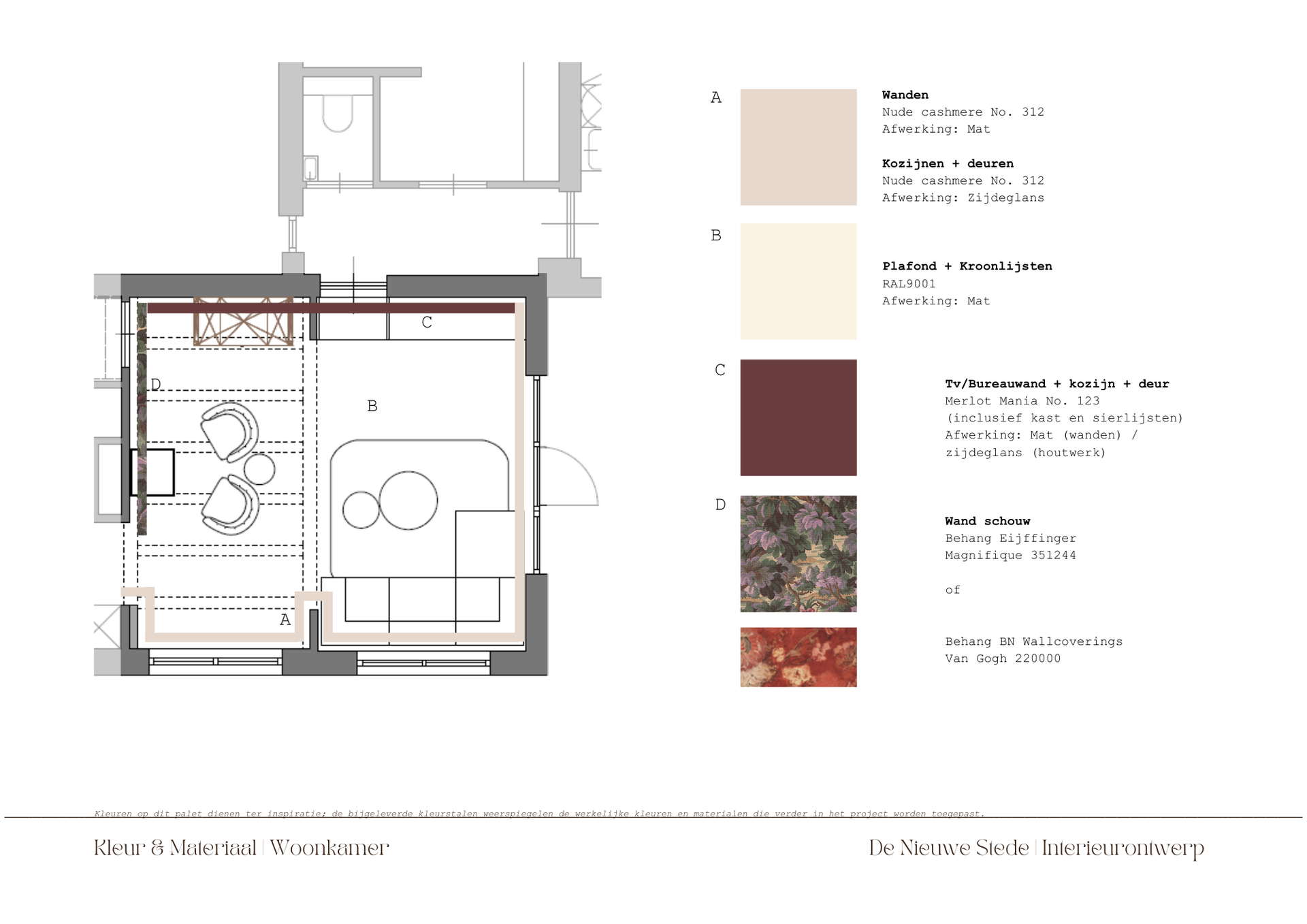 Kleurplan woonkamer Interieuradvies Zegge