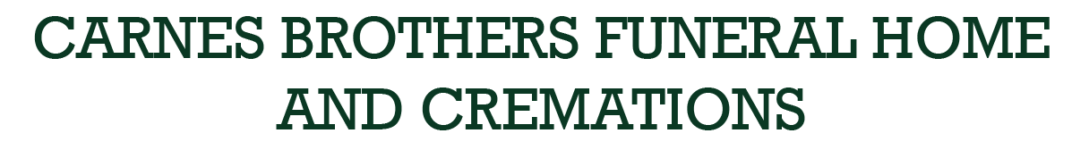 Carnes Brothers Funeral Home and Cremations logo in dark green serif text on a white background
