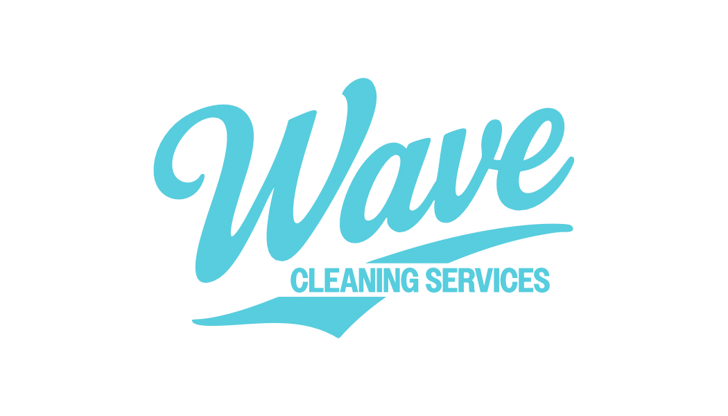 Turquoise “Wave Cleaning Services” logo with stylized wave graphic