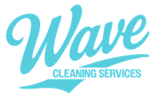 Turquoise Wave Cleaning Services logo with stylized wave underline