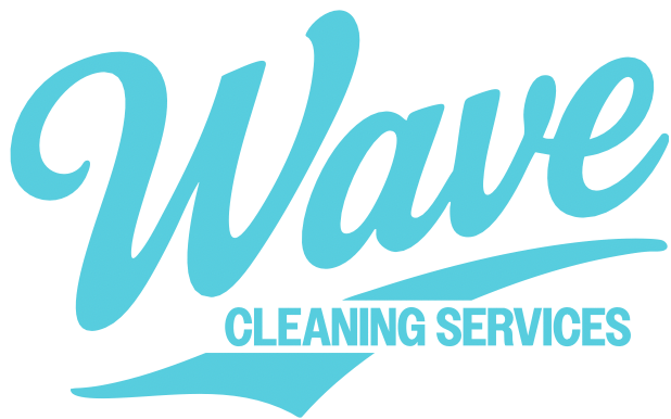 Wave Cleaning Services logo in turquoise script with a stylized wave underline