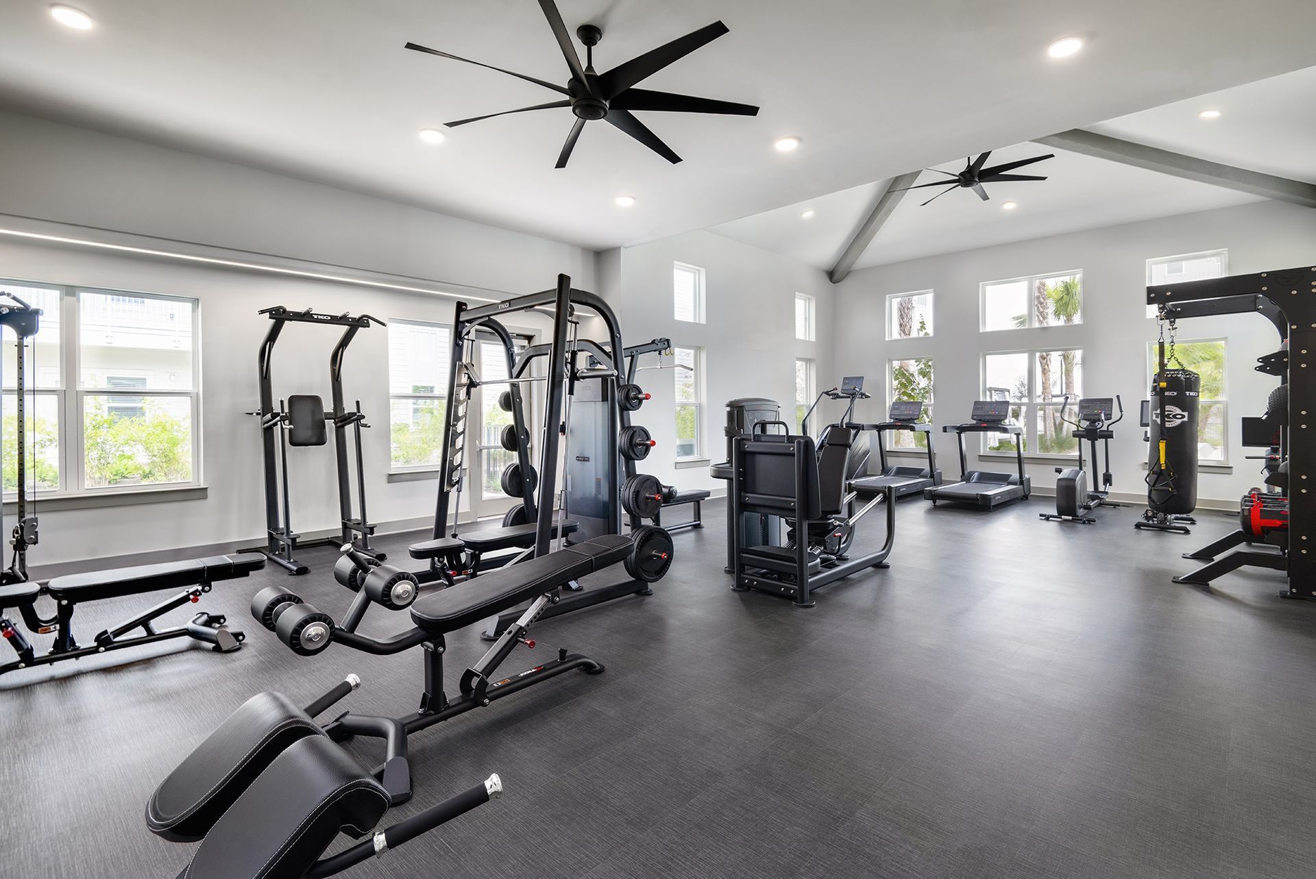 Well-equipped fitness center at Livano Wildwood.