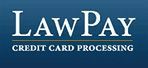The law pay credit card processing logo is on a blue background. The law pay credit card processing logo is on a blue background.