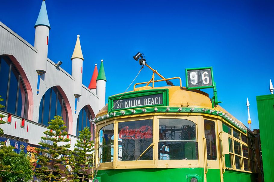 Melbourne tram route 96 to St Kilda beach representing local Melbourne businesses and community