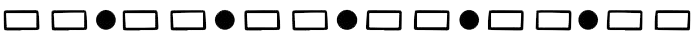 A row of small outlined and filled squares alternating with black dots on a white background.