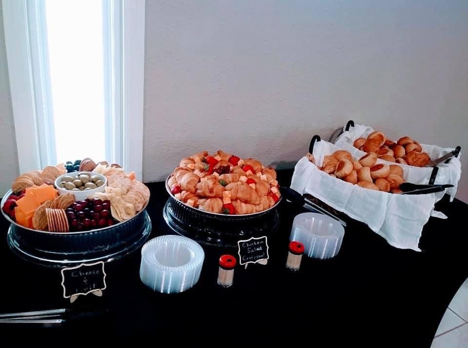 There are many different types of food on the table.