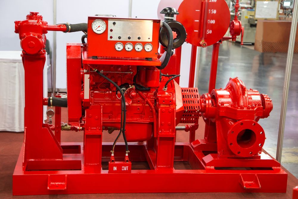 Red Fire Pump System, Gauges and Controls Mounted — Far North Plumbing in Mourilyan, QLD