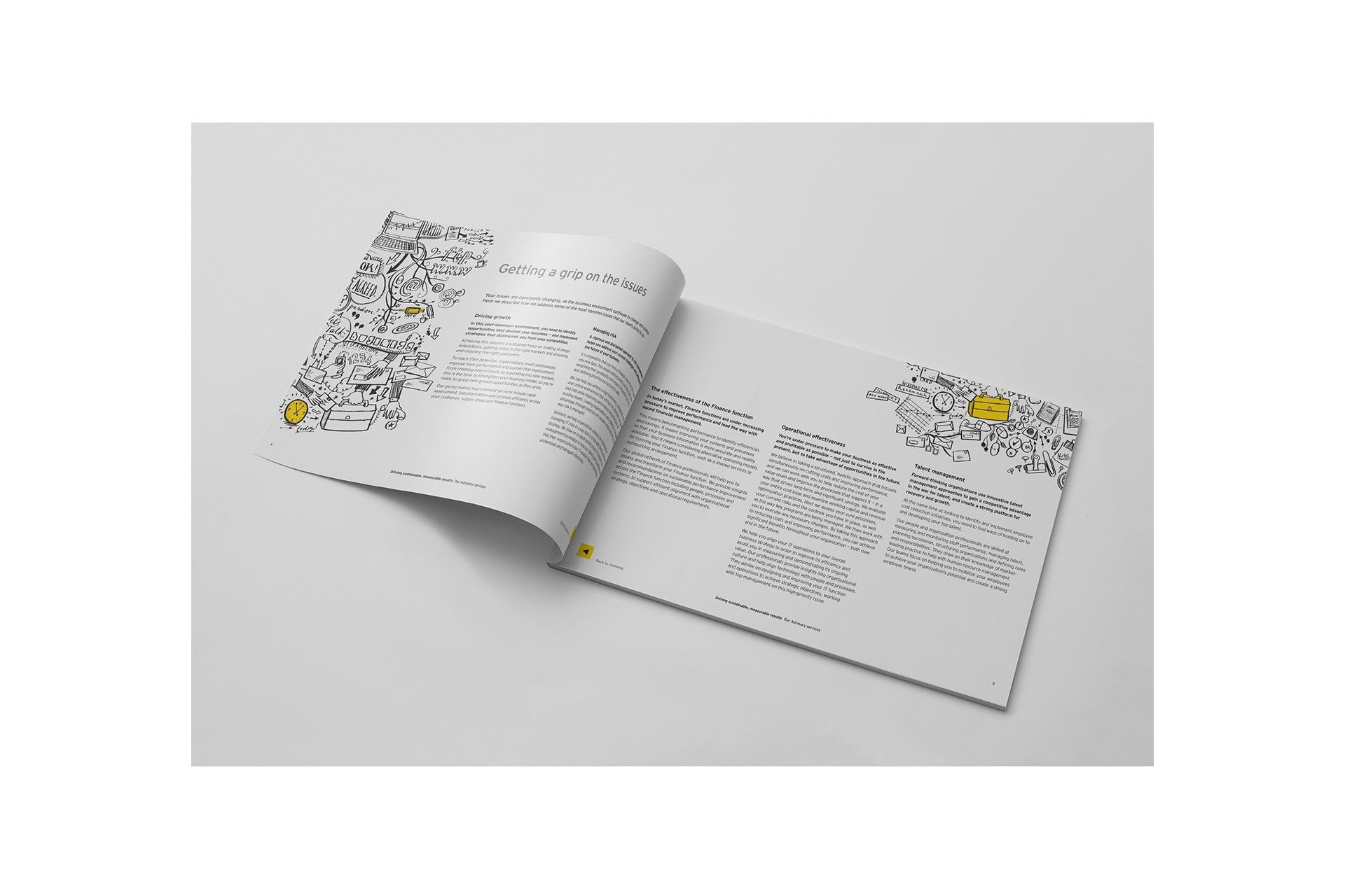Advisory Services Booklet Design with Custom Spot Illustrations, Internal Customer: Ernst & Young, LLP