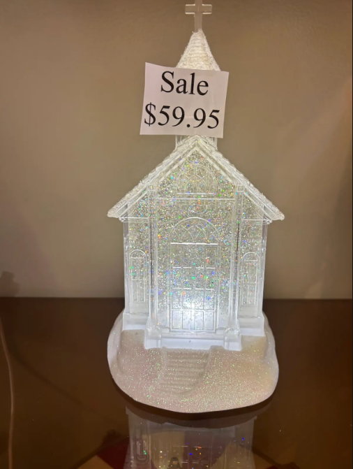 Illuminated glass chapel on sale for $59.95.