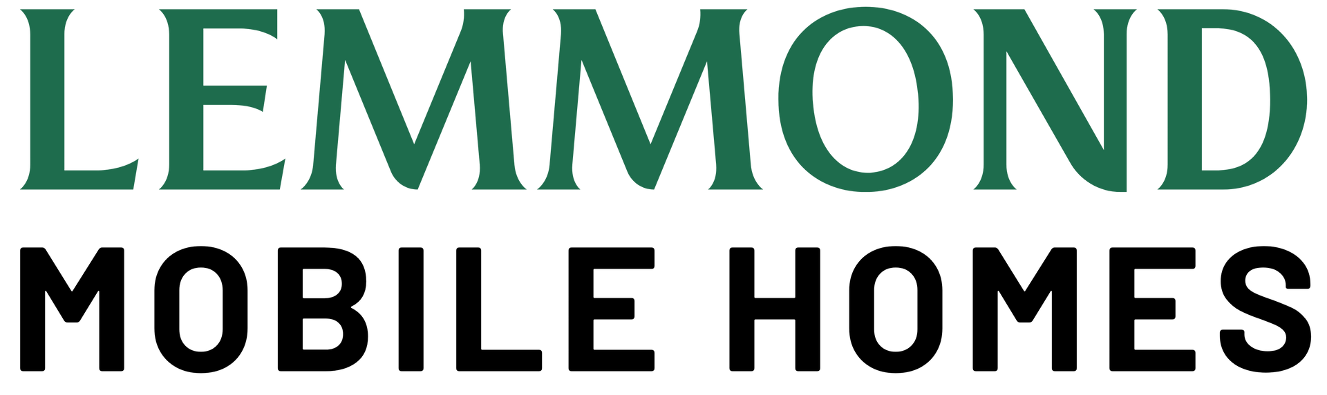 The logo for lemond mobile homes is green and black on a white background.