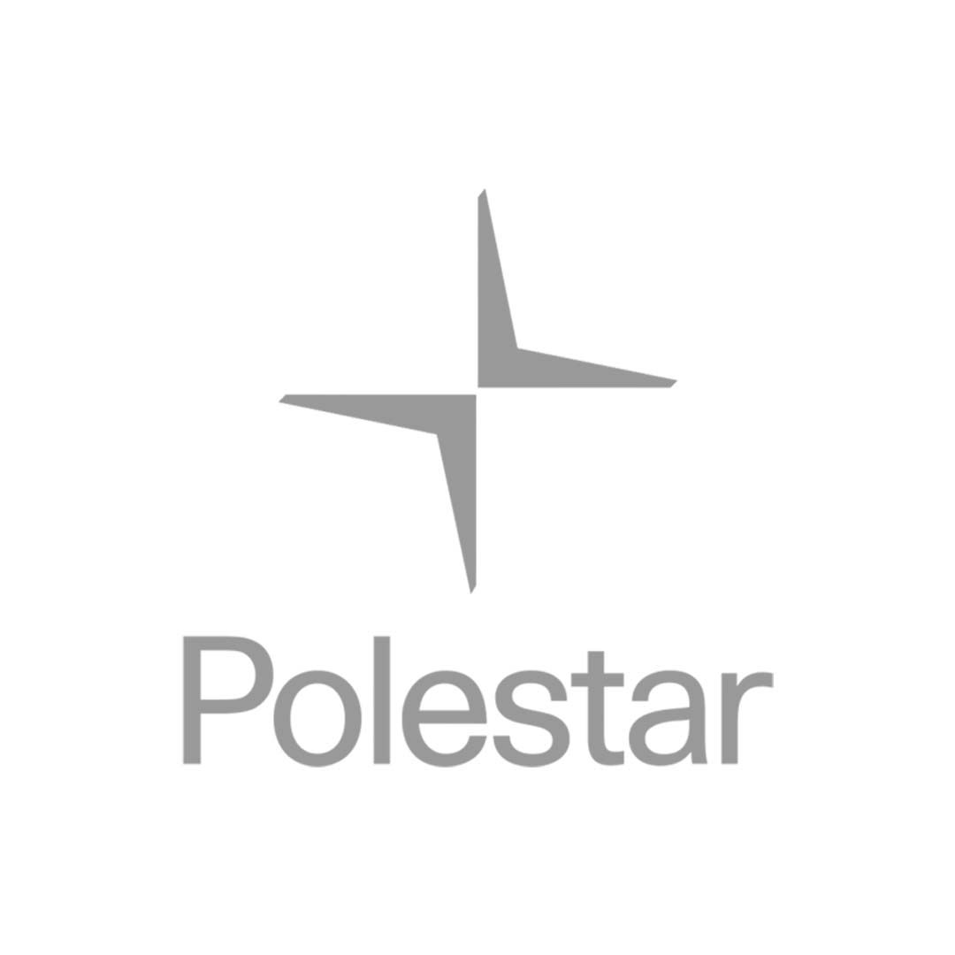 The polestar logo is gray and has a star on it.