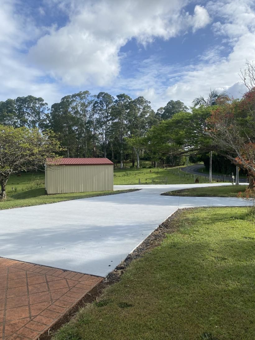 There Is A Shed In The Middle Of The Driveway — Hinterland Concreting Pty Ltd In Lennox Head, NSW