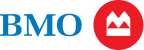 BMO logo in blue text beside a red circular emblem with a white crown-like mark