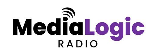 MediaLogic Radio logo with black and purple text and a small radio signal icon above the i