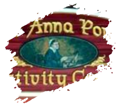 Anna Porter Activity Center sign. Oval illustration of woman, text