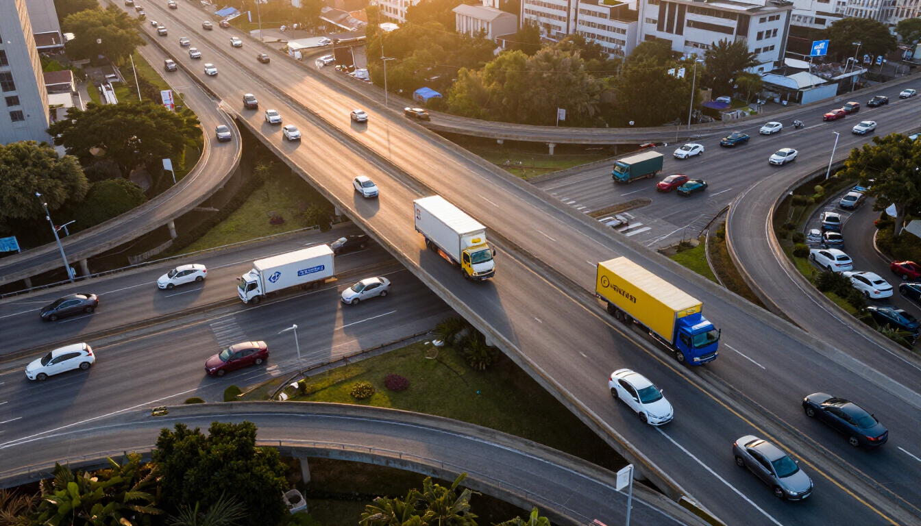 Courier navigating traffic
