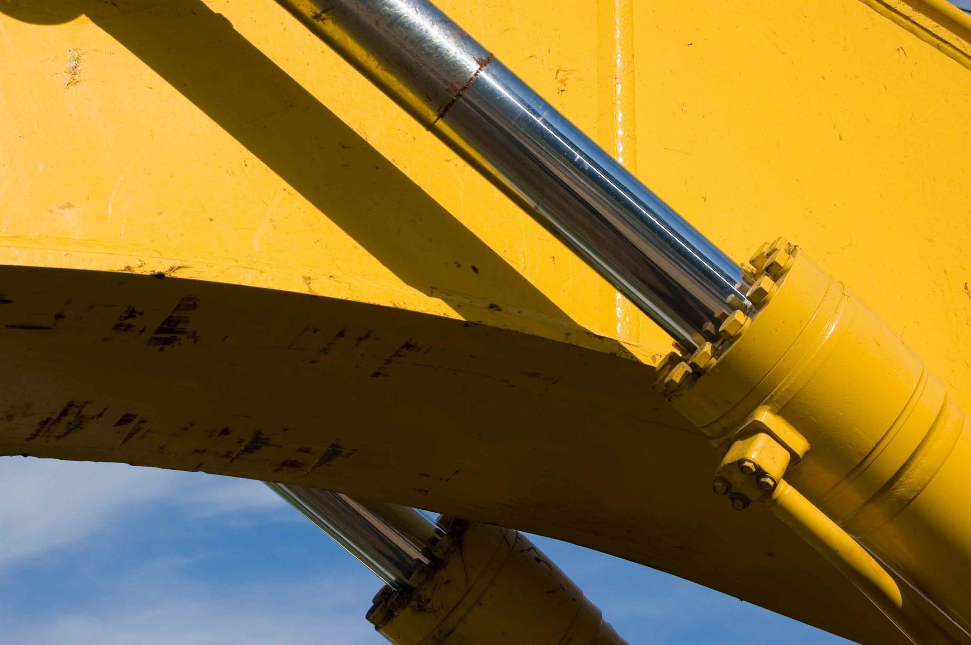 Close-up image of a yellow construction vehicle in Norfolk, Virginia