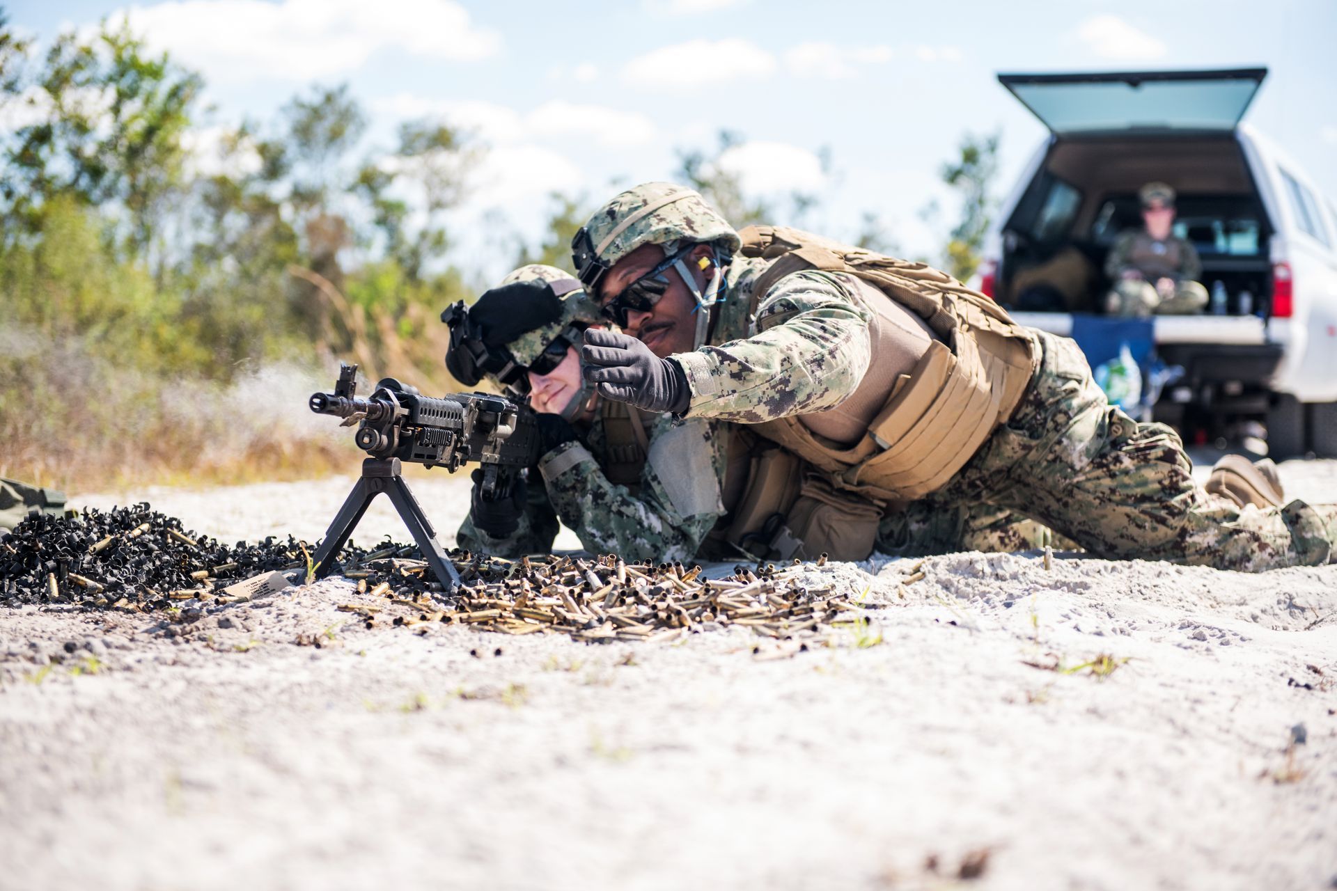 shooting a machine gun coast guard
