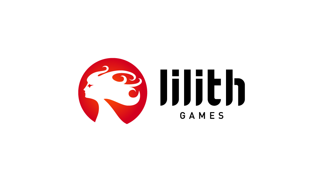 A logo for lilith games with a woman 's head in a red circle.