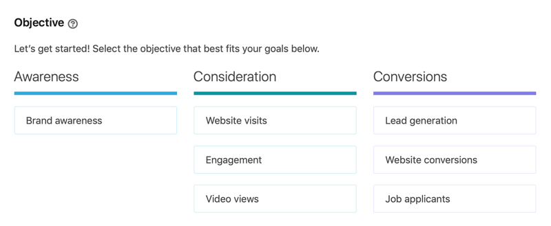 Find your objectives for your ads