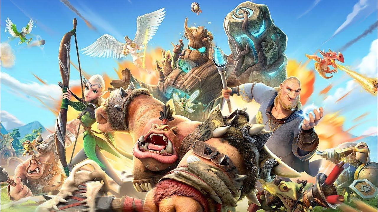 A group of cartoon characters are fighting each other in a video game.
