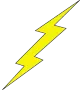 Yellow lightning bolt icon outlined in black on a white background
