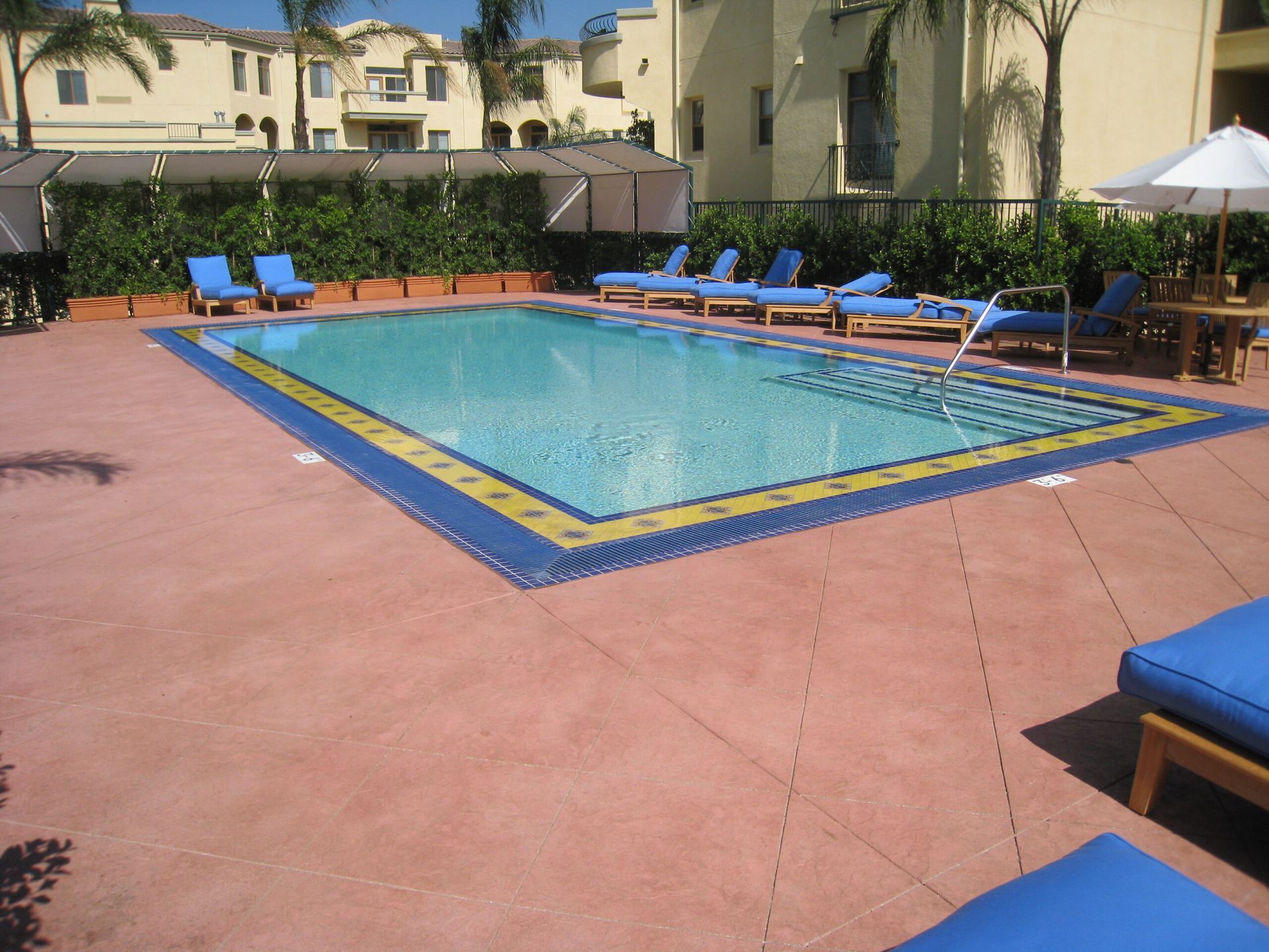 Waypoint Concrete resurfaced and sealed a decorative concrete pool deck at a public facility in Nampa, Idaho.