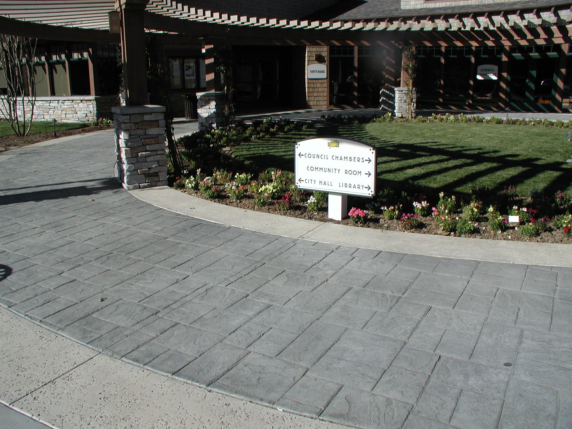 Waypoint Concrete finished a decorative stamped concrete sidewalk with border edging in Star, Idaho.