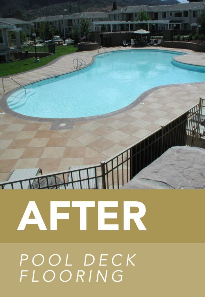 Waypoint Concrete restored and stamped a concrete pool deck with tile pattern finish in Nampa, Idaho.