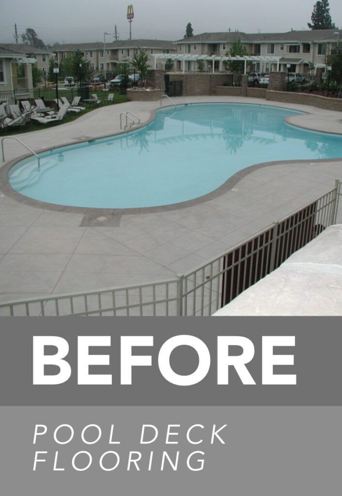 Waypoint Concrete assessed a worn and aged concrete pool deck prior to refinishing in Nampa, Idaho.